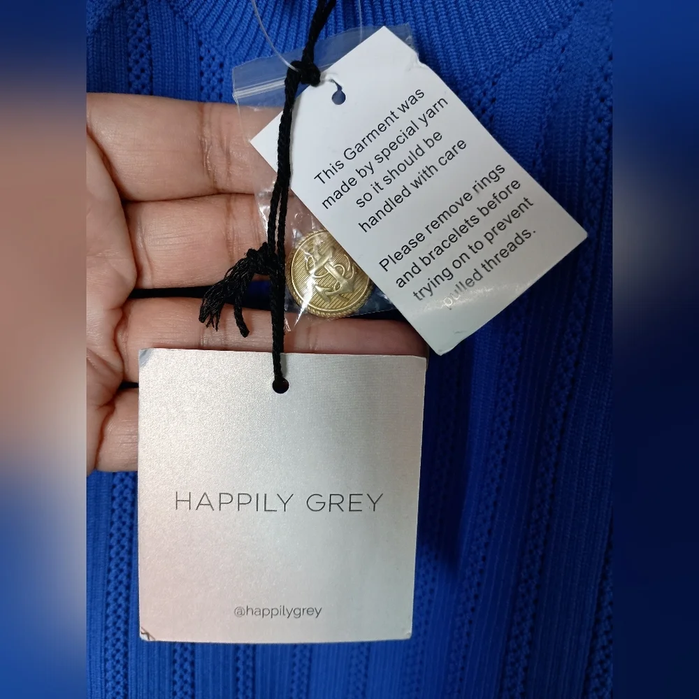 Happily Grey Blue Knit Sleeveless Top – Size XL – NWT